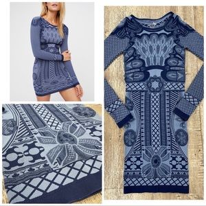 Free People Intimates Now You See Me mini dress bodycon blue XS/S